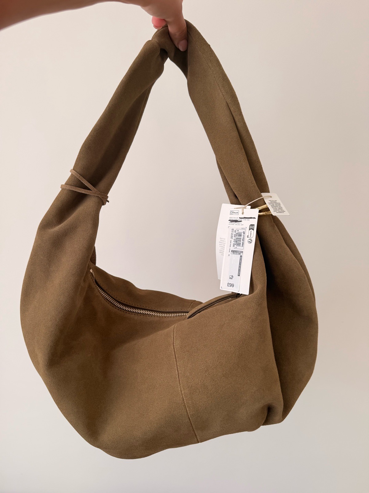 M&S Suede Sholder Khaki bag