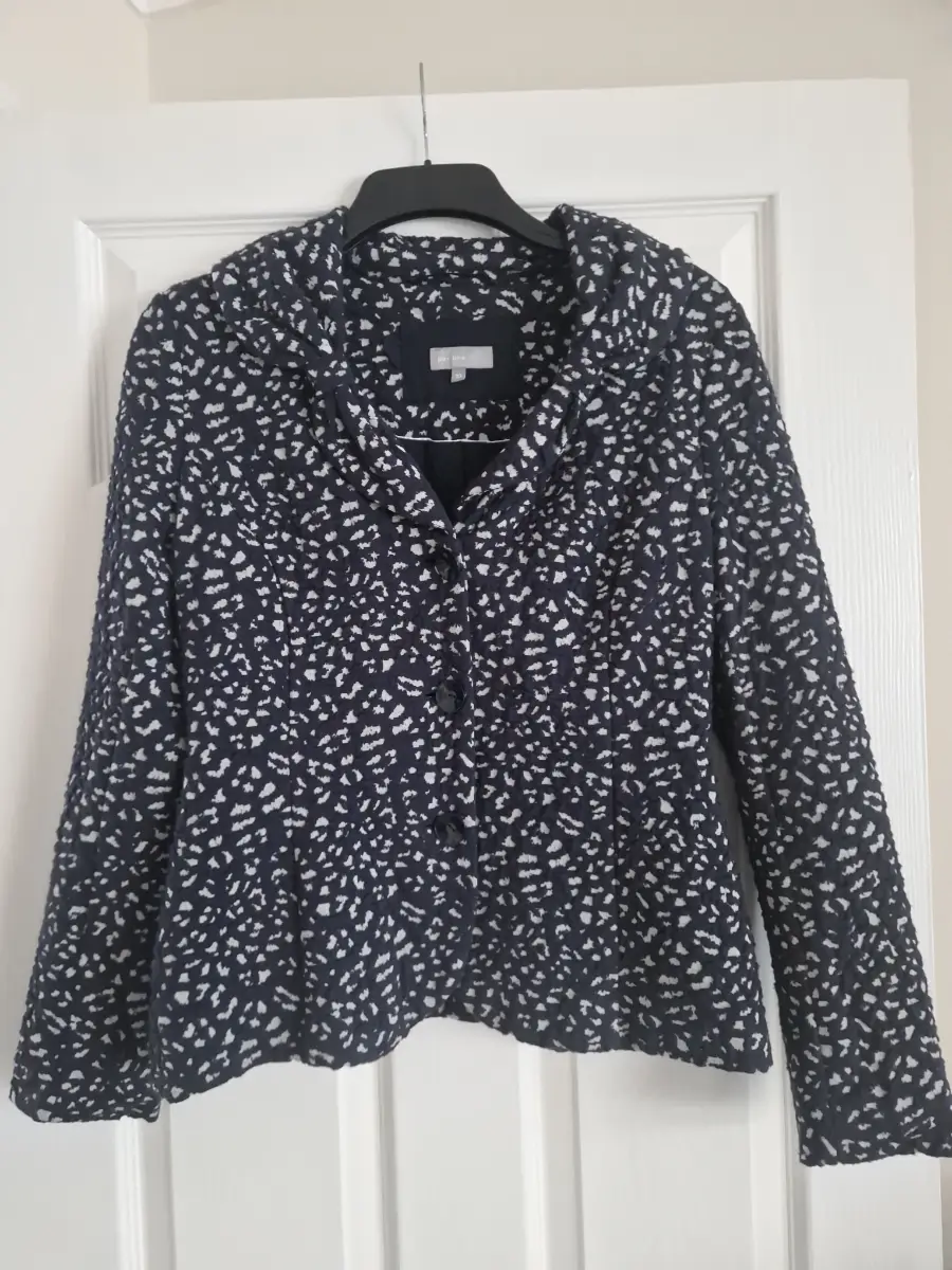 Per Una Navy & White Quilted Feel Jacket Size 10