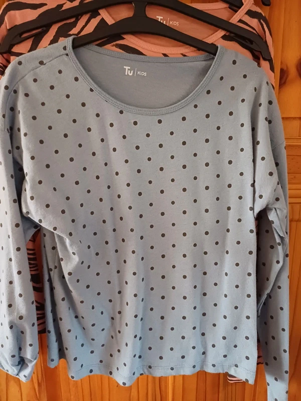 Pack of 2 Girls Long Sleeve Tops Age 10 Patterned Casual Kids Cotton