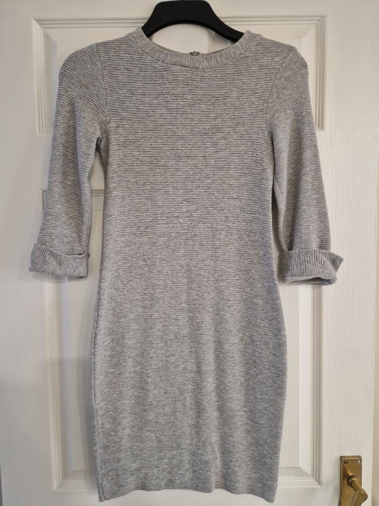 Womens Teens Size 8 French Connection Grey Knee Length Bodycon Dress Excellent