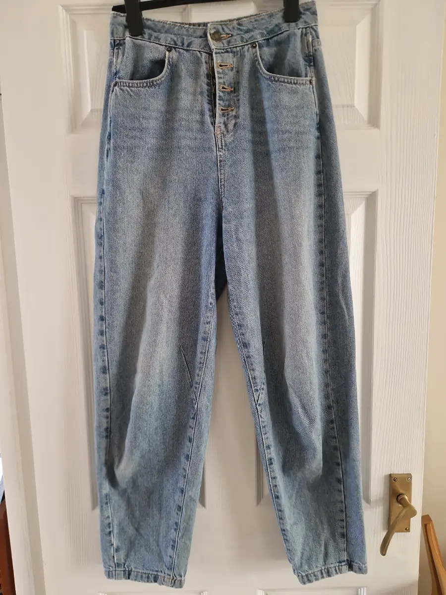 💙 Zara Wide Leg Mom Jeans UK 6 US S Blue Denim High Waist Y2K Trendy