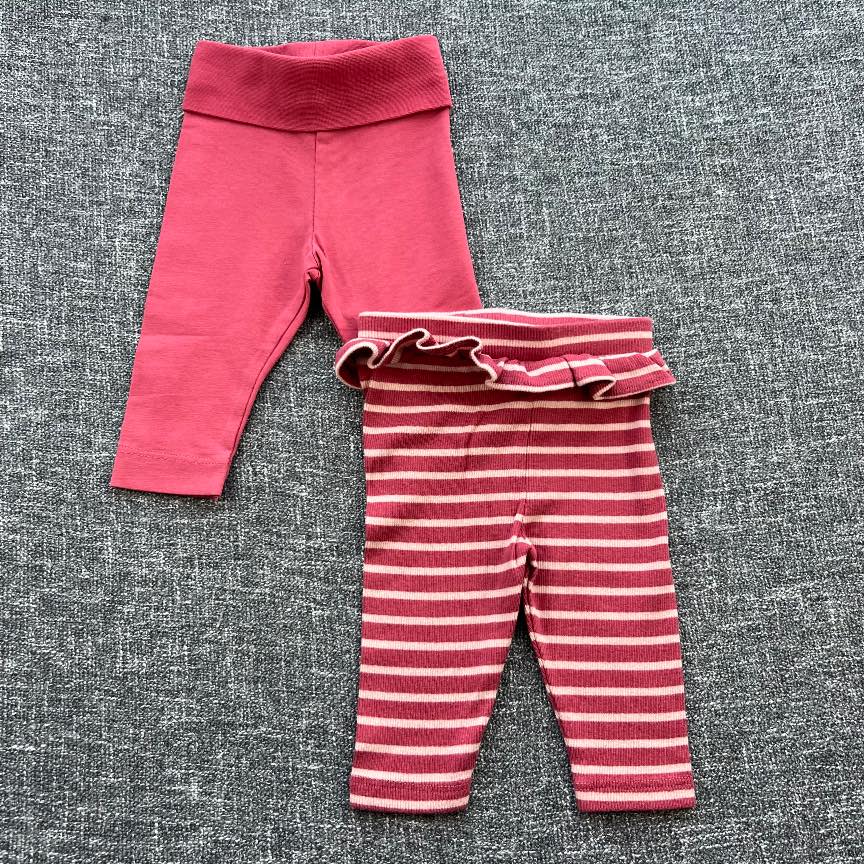 Girls 0-3 month pink striped Autumn winter leggings bundle