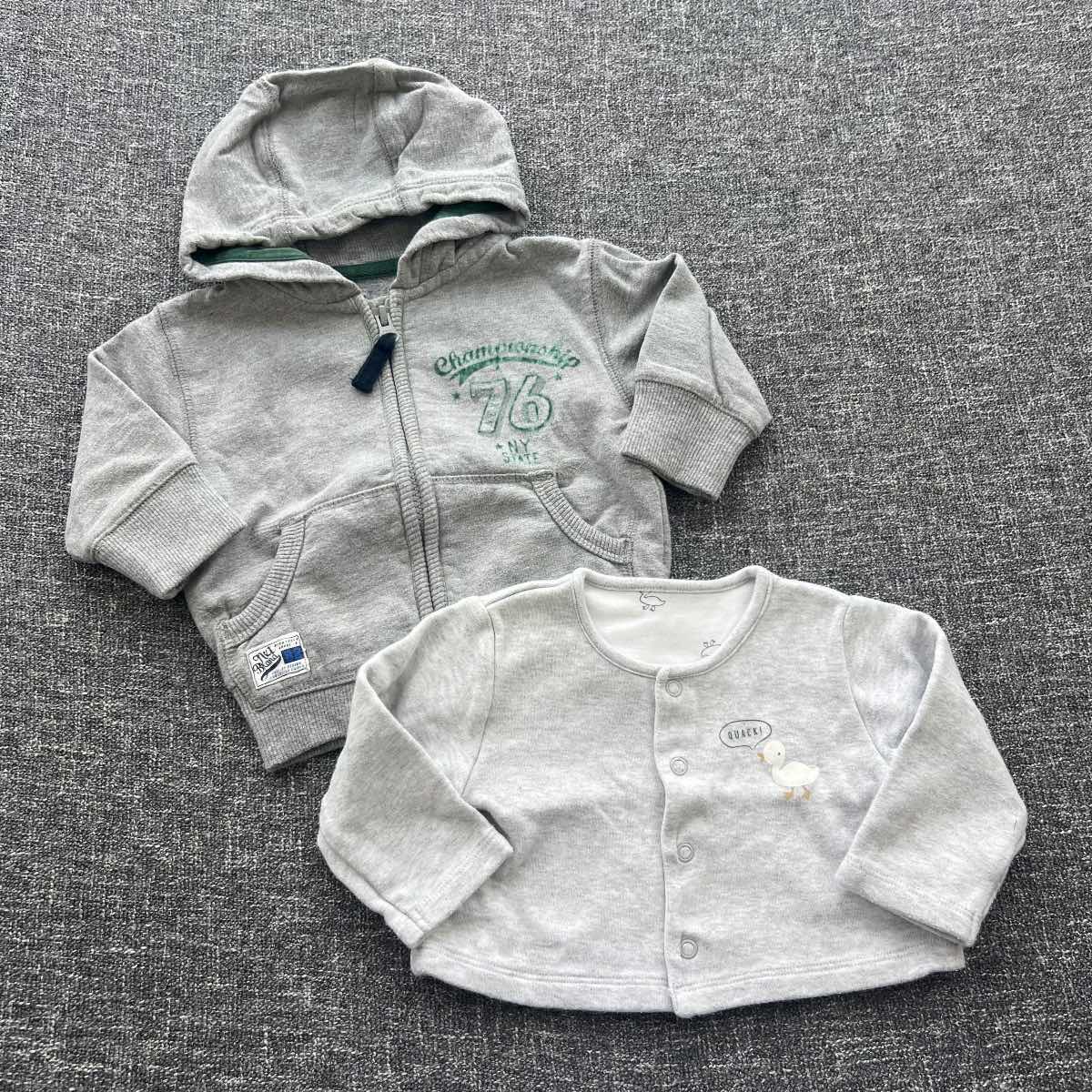 Boys, 3-6 months grey zip front Autumn winter Hoodie and cardigan bundle