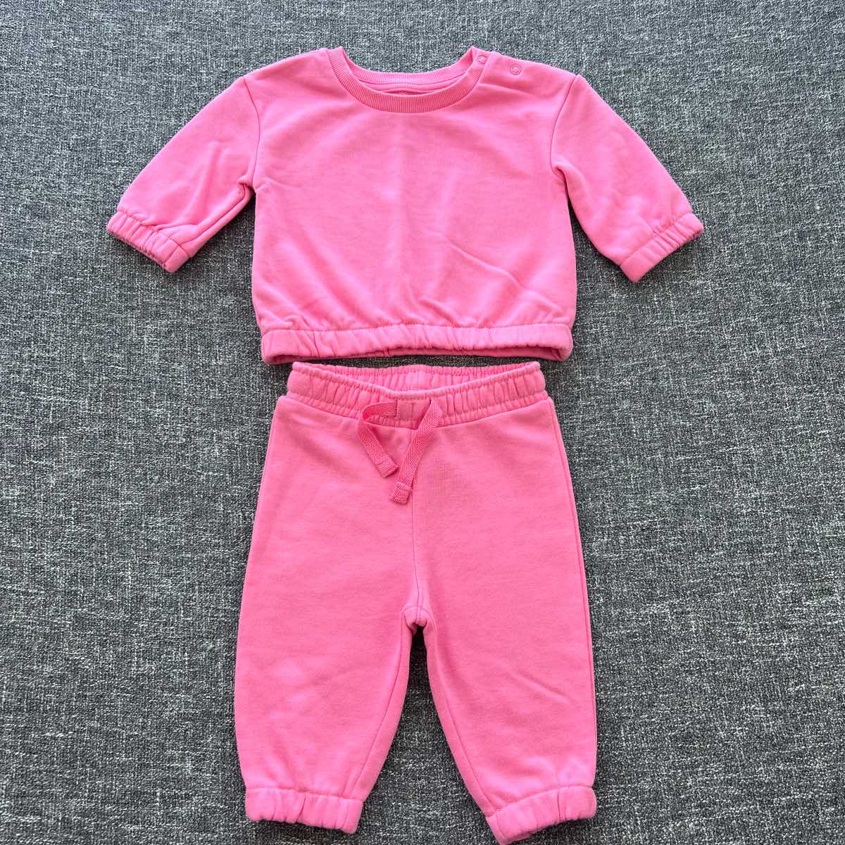 Girls 3-6 months pink sweatshirt and jogger bottom set Autumn winter