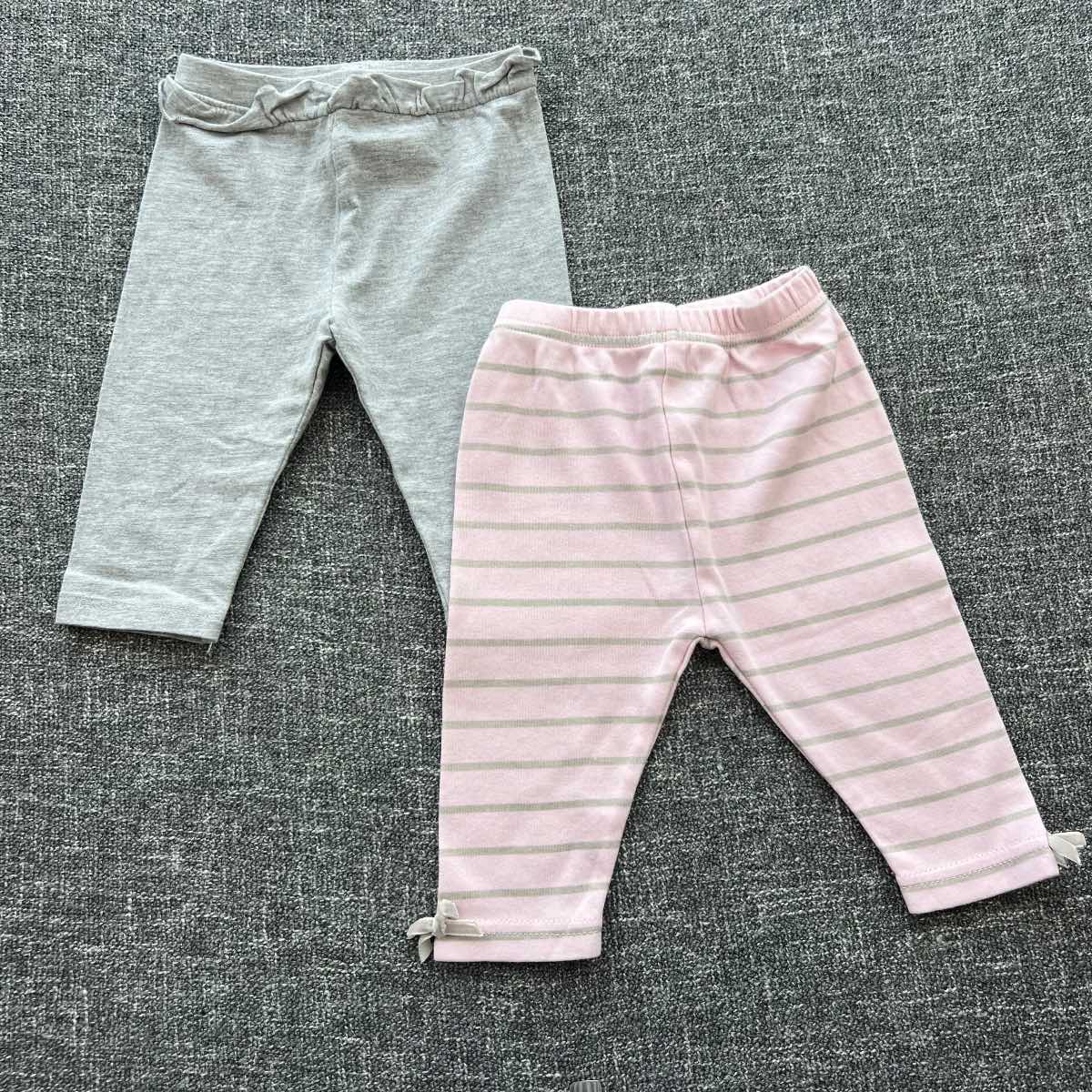 Girls 3-6 months pink and grey autumn winter legging bundle