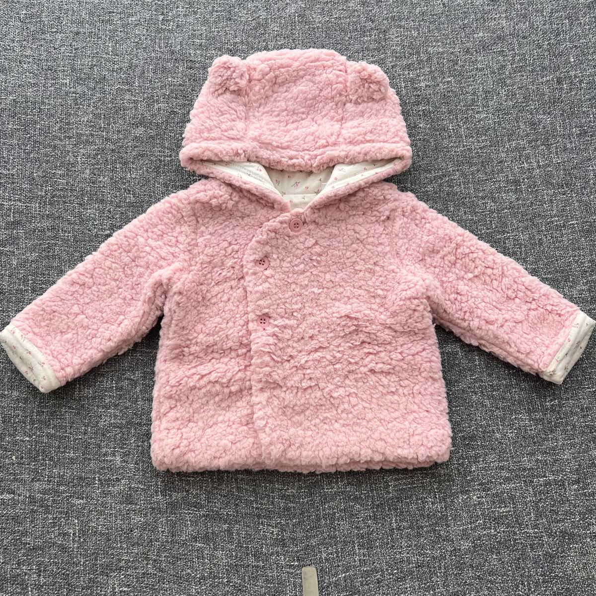Girls 3-6 months pink soft fluffy hooded Autumn winter jacket