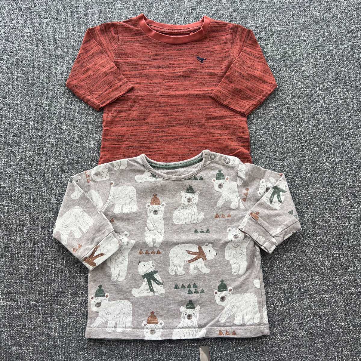 Boys 3-6 month brown polar bear print long sleeve Autumn winter top bundle
