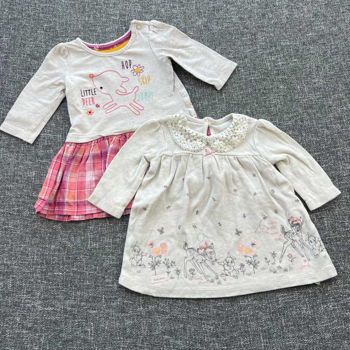 Girls 0-3 months beige long sleeve Autumn winter dress bundle