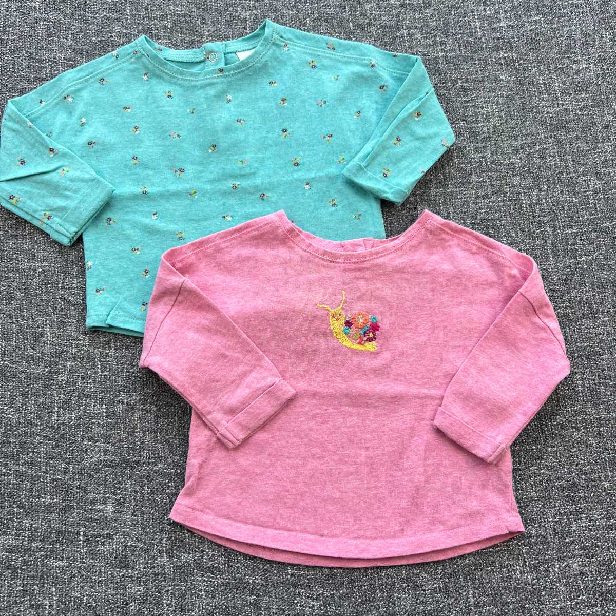 Girls 0–3 months Next pink and turquoise long sleeve floral print Autumn winter top bundle