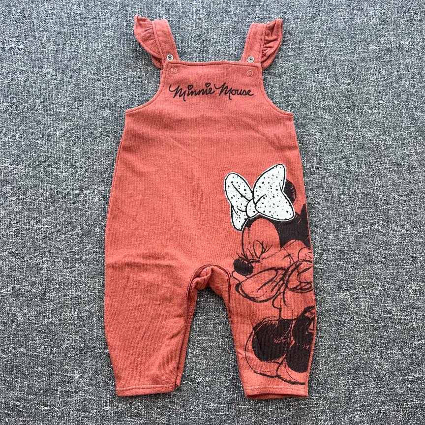 Girls 3-6 month orange Minnie Mouse Autumn winter dungarees