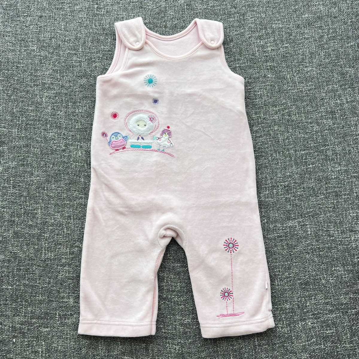 Girls 3-6 month pink velour autumn winter dungarees