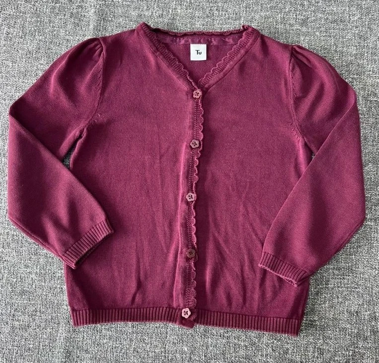 Girls, 4-5 year burgundy summer school cardigan