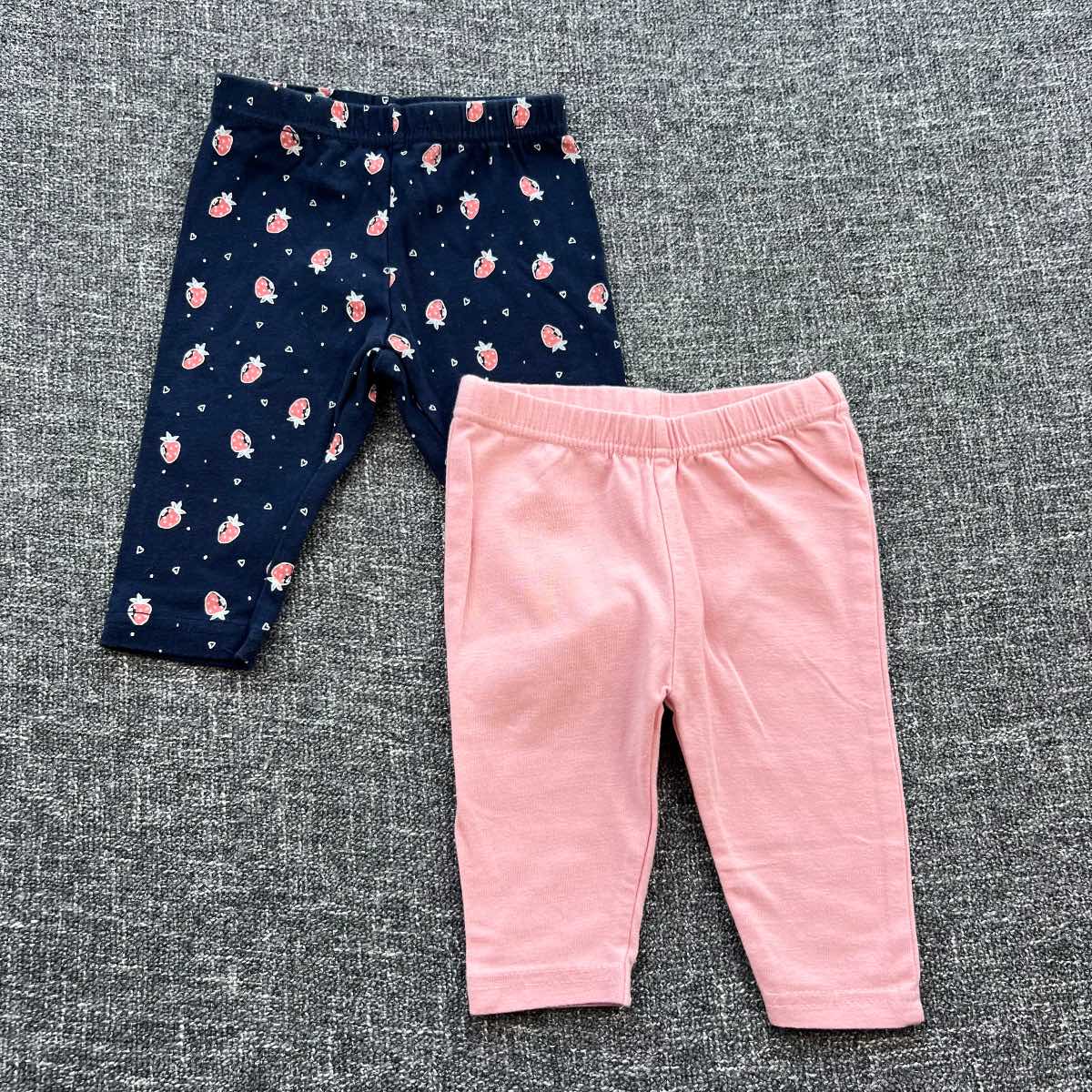 Girls 0-3 months navy and pink strawberry print Autumn winter leggings bundle