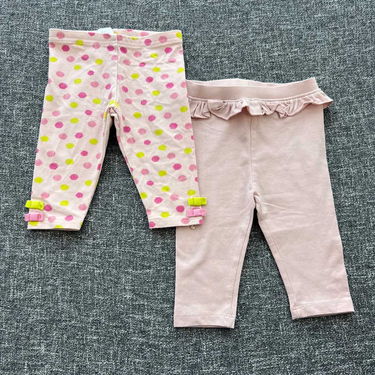 Girl 3-6 month pale pink polkadot print summer Autumn leggings bundle