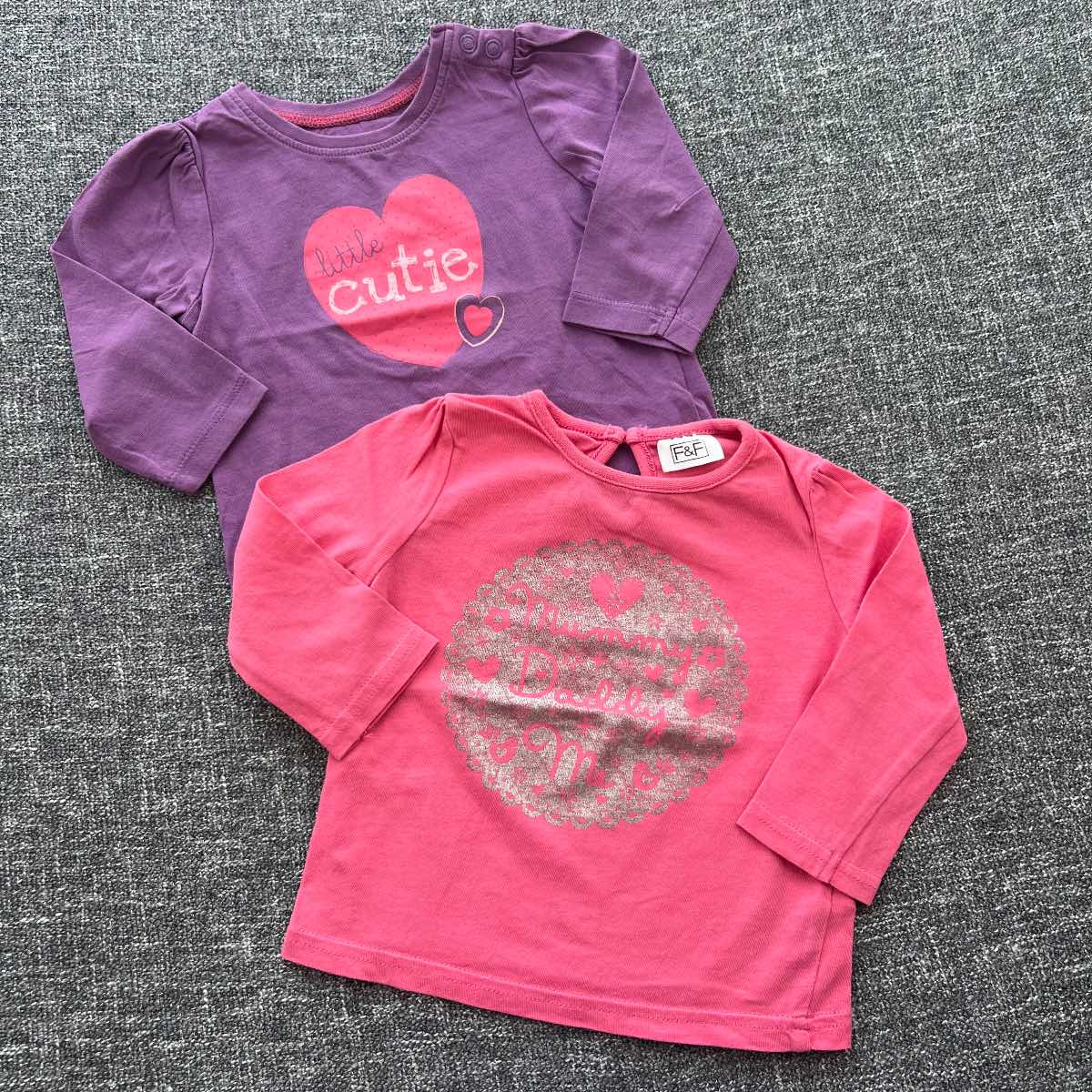 Girls 3-6 month pink and li long sleeve Autumn winter graphic top bundle
