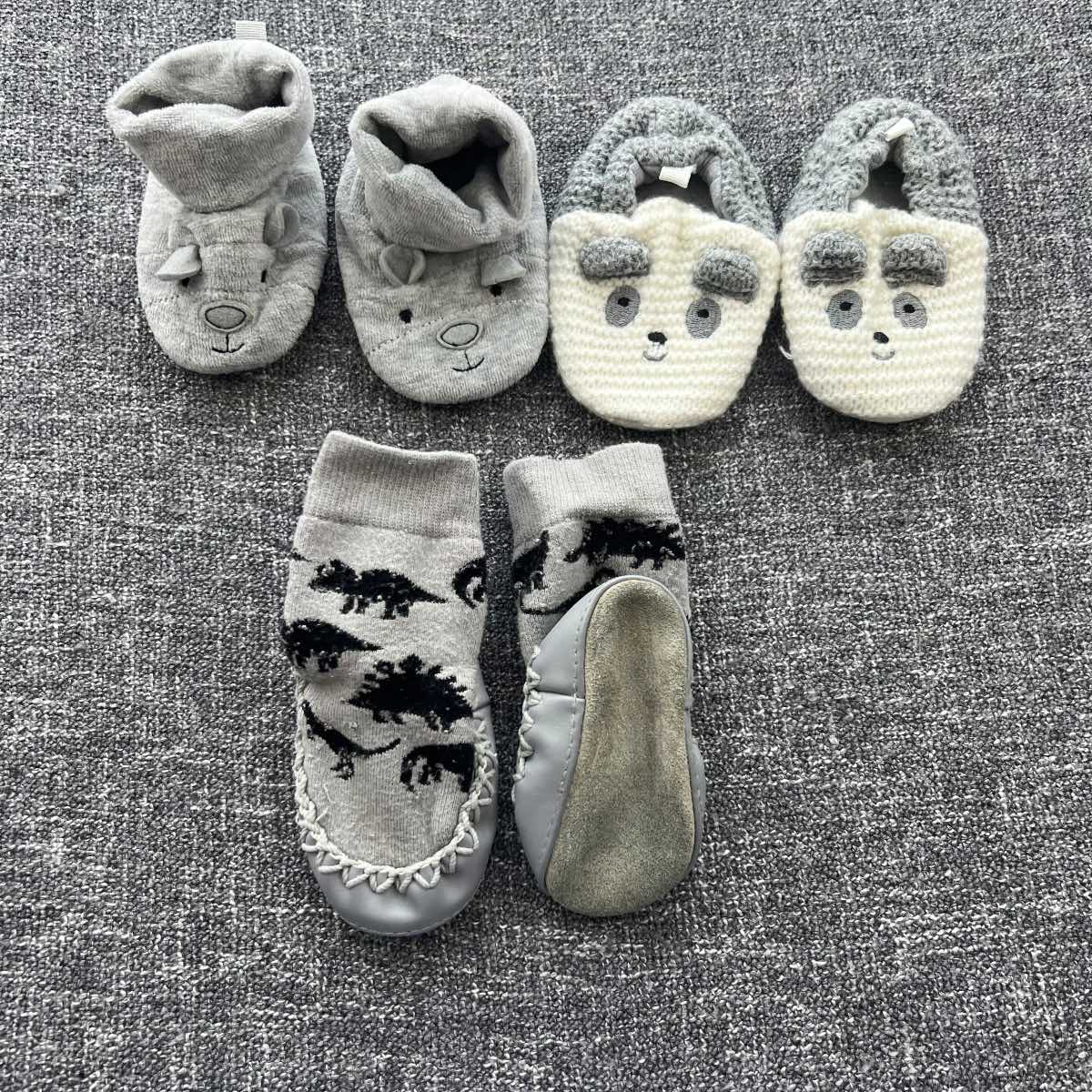 Boys, 3-6 month grey winter bootie bundle