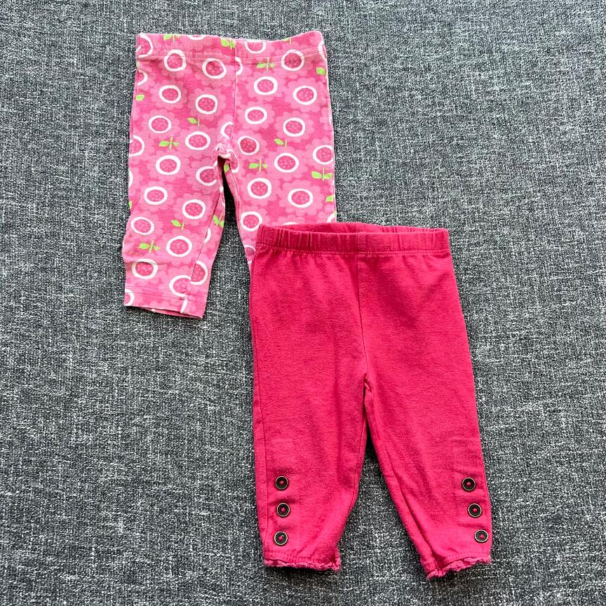 Girls 0-3 month pink floral print Autumn winter leggings bundle