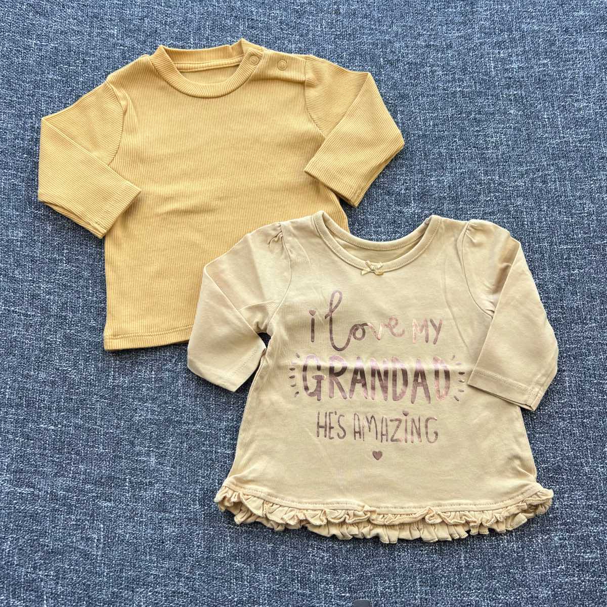 Girls 0-3 month mustard yellow long sleeve Autumn winter top bundle
