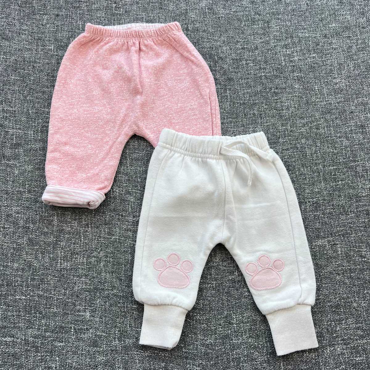 Girls 0-3 month white and pink Autumn winter jogger bottoms bundle