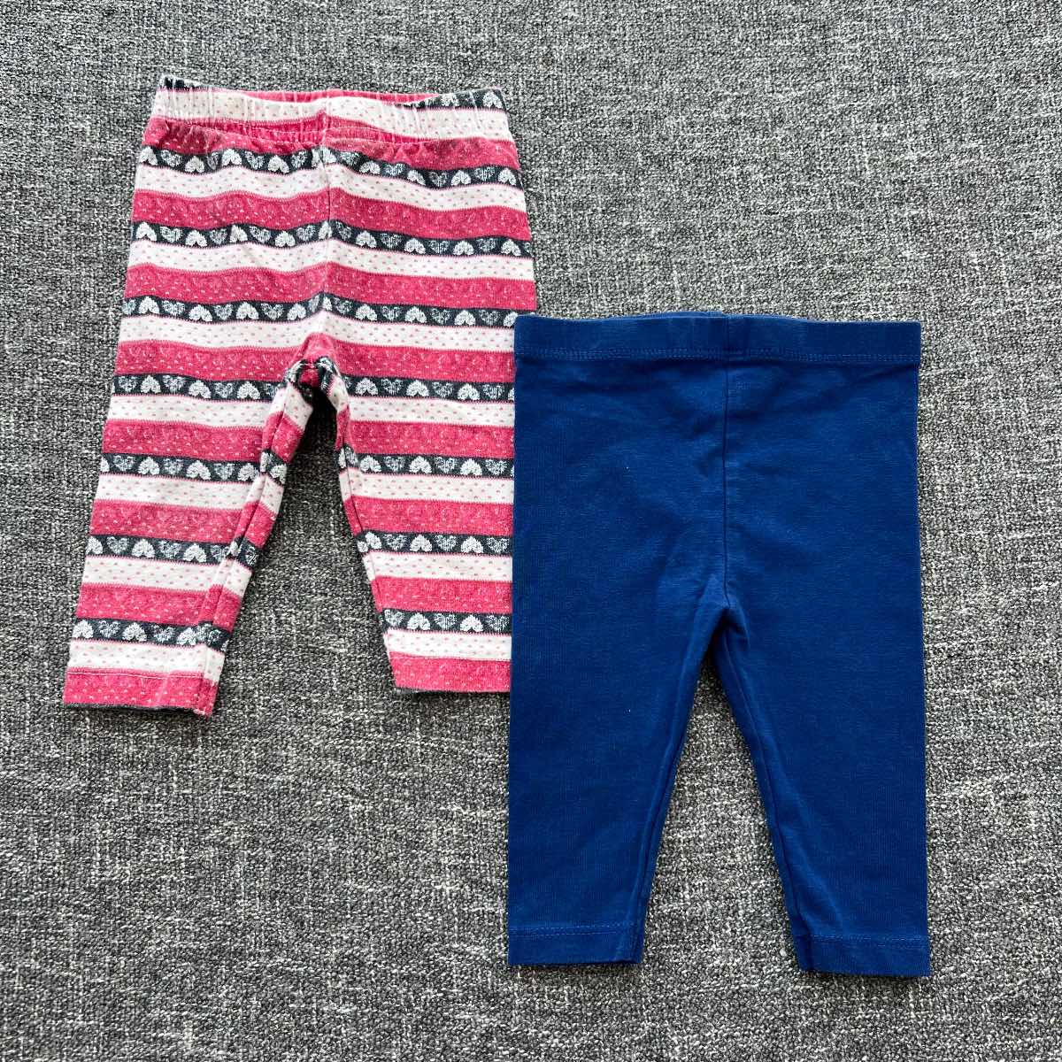 Girls 3-6 month navy white and red Autumn winter leggings bundle