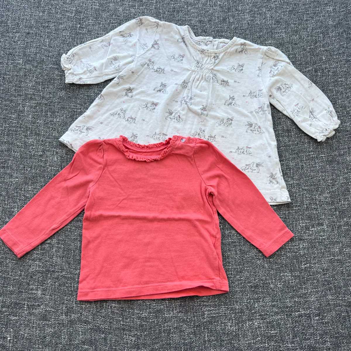 Girls 3-6 month coral and beige long sleeve Autumn winter tops bundle