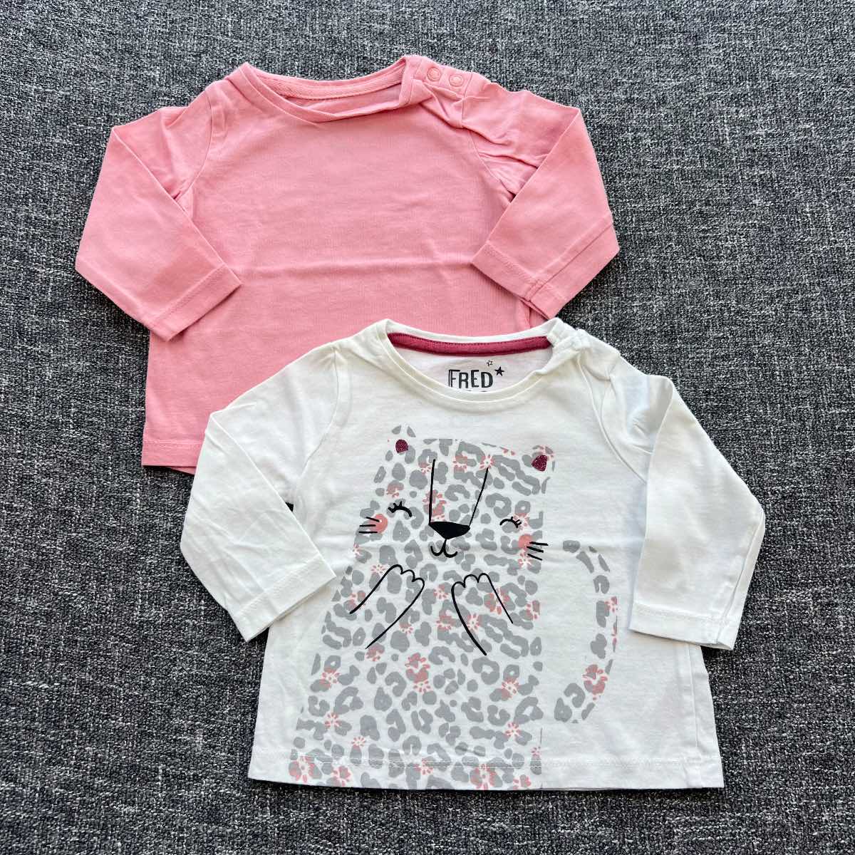 Girls 0-3 months pink and white long sleeve Autumn winter top bundle
