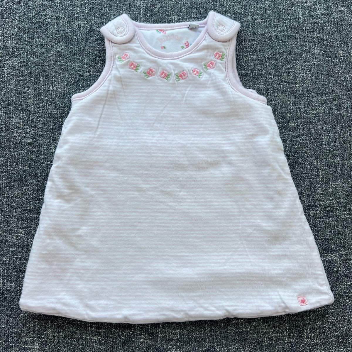 Girls 3-6 month pink and white stripe padded Autumn winter sleeveless dress
