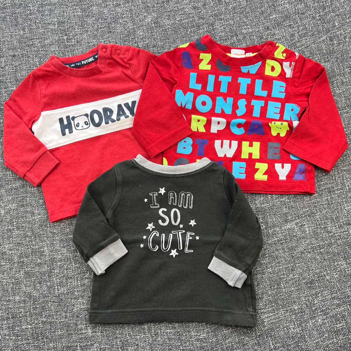 Boys 0-3 month white grey and blue long sleeve Autumn winter top bundle