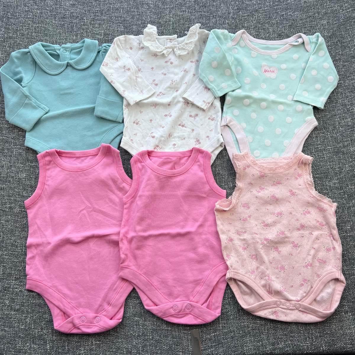 Girls 0-3 months long and sleeveless Autumn winter bodysuit bundle 6 pack