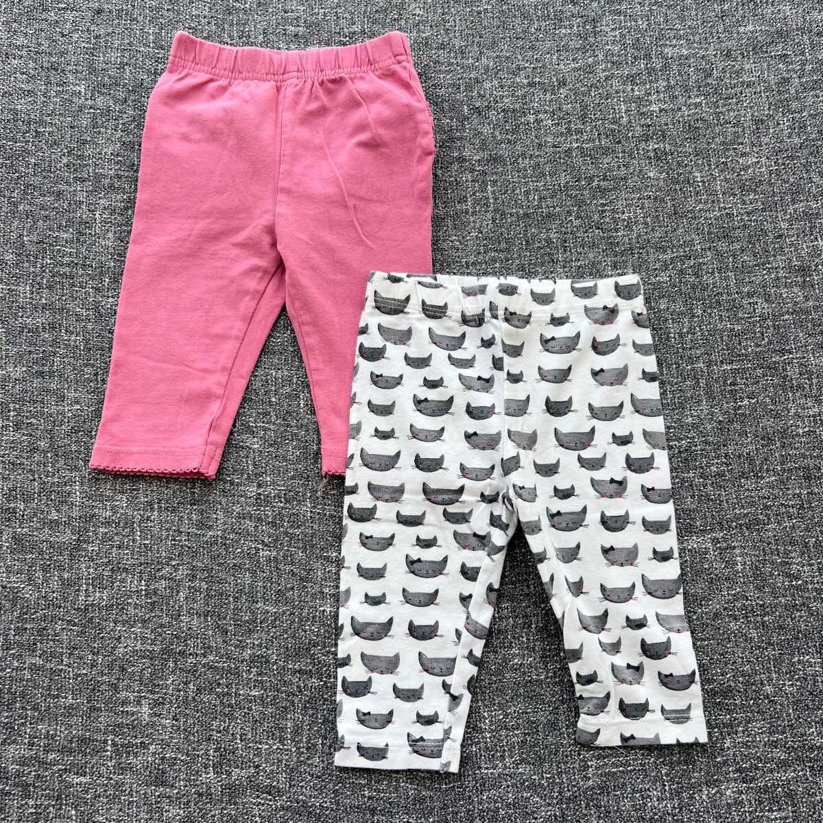 Girls 3-6 month pink and white cat print Autumn winter leggings bundle