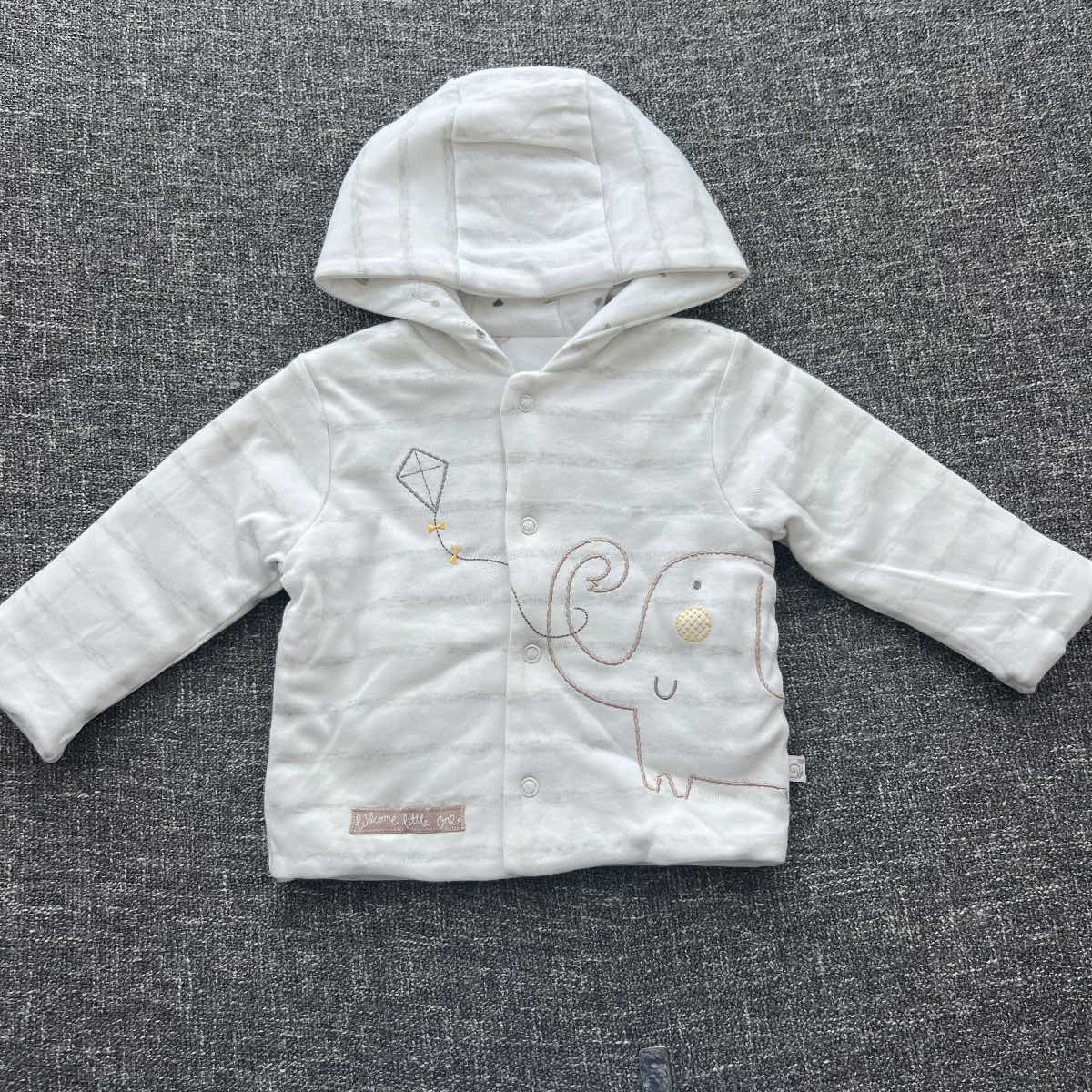 Boys, 3-6 month white and grey hooded padded Autumn winter jacket