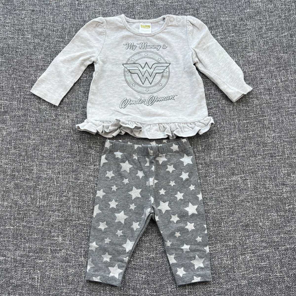 Girls 0-3 month Autumn winter grey "my mummy is wonder" legging and long sleeve top outfit