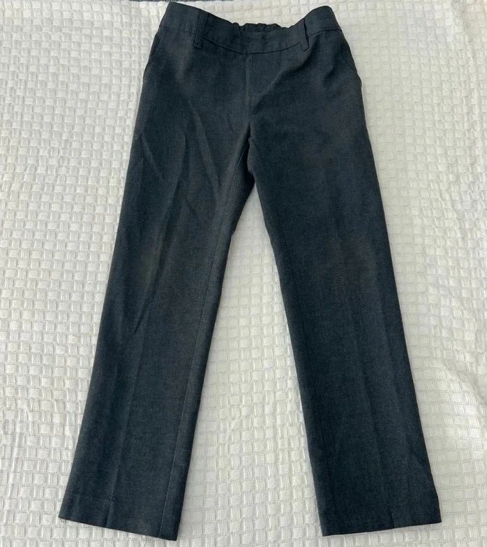 Boys 5-6 year plain grey school trousers with adjustable waste?