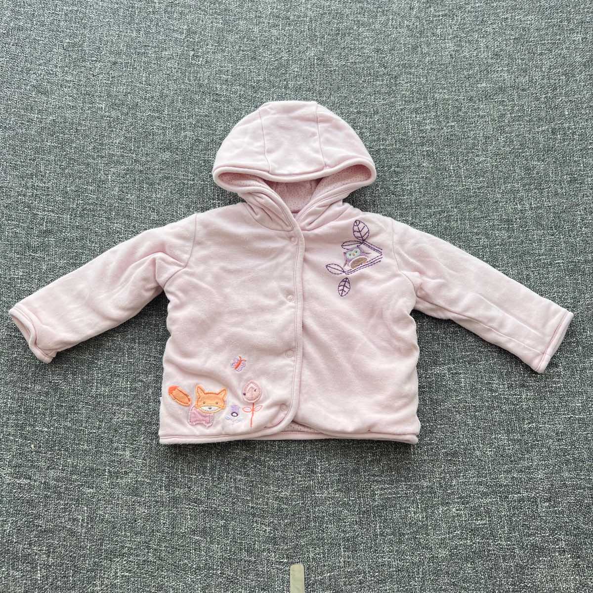 Girls 3-6 month pink polkadot reversible autumn winter padded jacket/coat