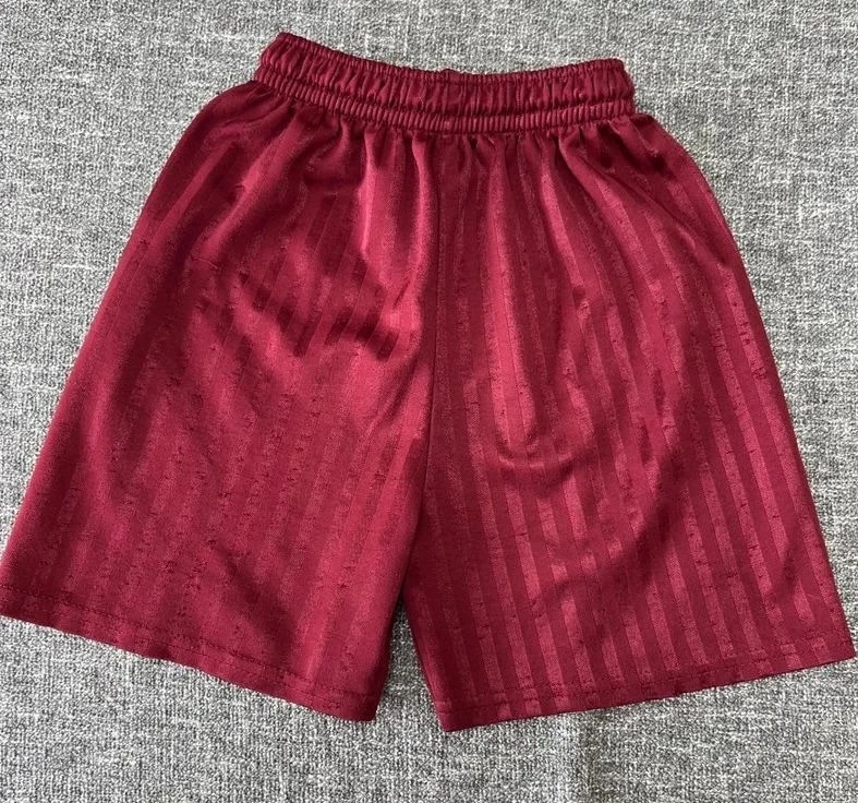 Boys 5-6 year burgundy striped summer football/PE shorts