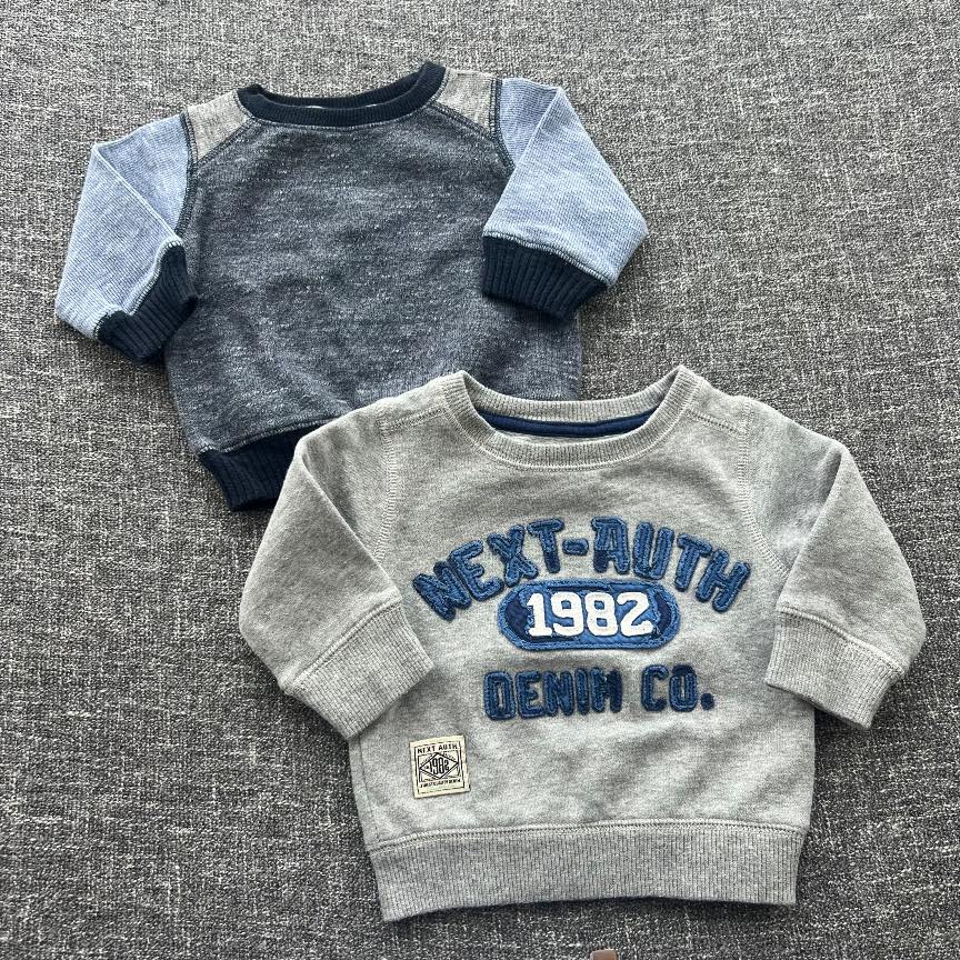 Boys, 3-6 month grey and blue Autumn winter jumper bundle