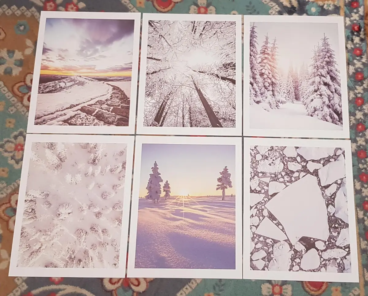 Winter Wall Art Prints – Set of 6 – Snowy Landscape Canvas Décor – 11"x14" Unframed