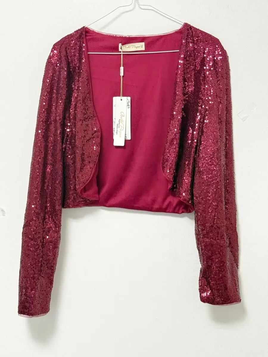 Wine Sequin Bolero Shrug – Long Sleeve Evening Jacket - Brand new