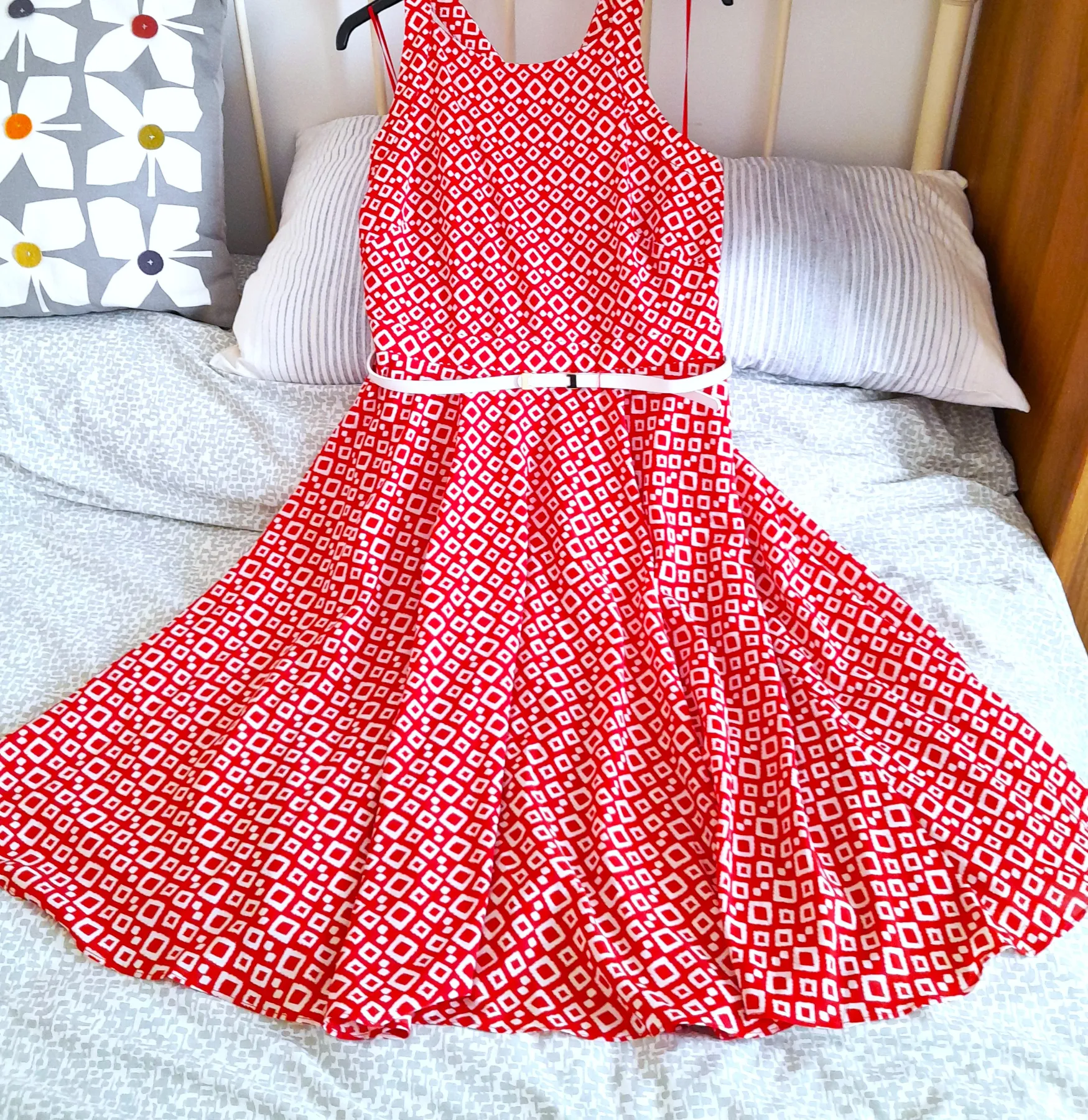 New Ladies M&Co Boutique Range, Red, White, Strappy, 50s Style, Summer Tea Dress Size UK 16-18