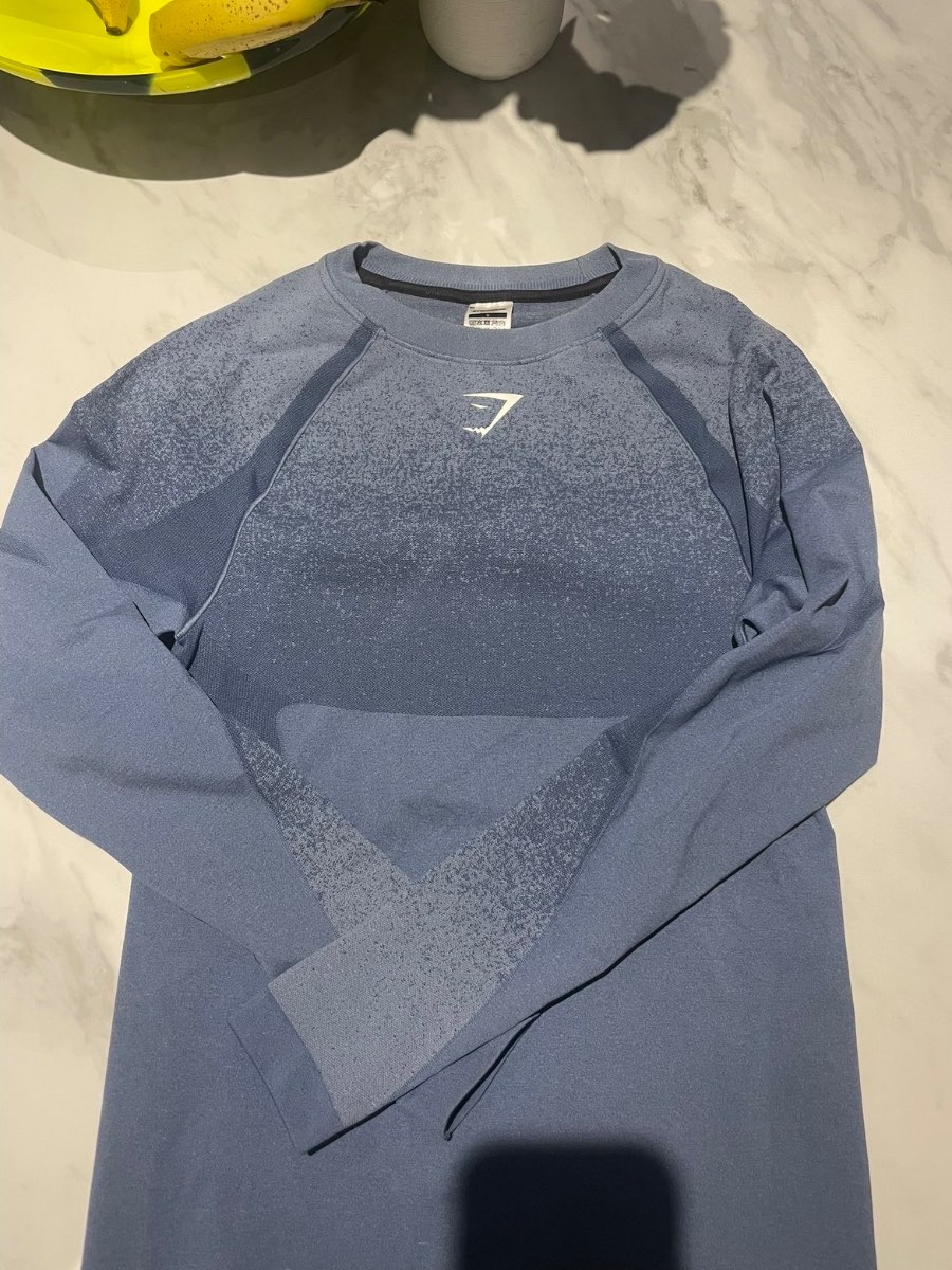 Gymshark shadow seamless longsleeve light blue men’s size small