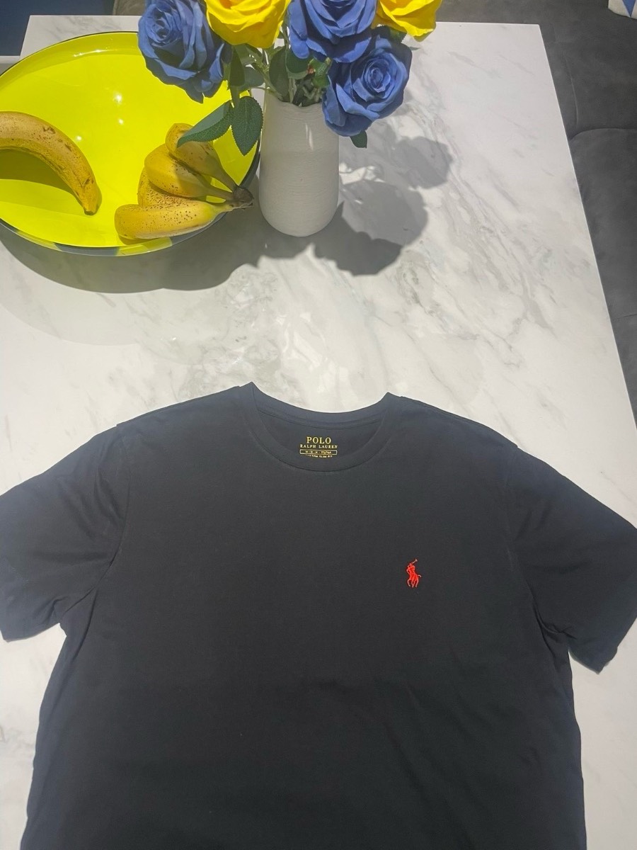 Polo Ralph Lauren Black T-Shirt - Red Pony Logo - Size Medium