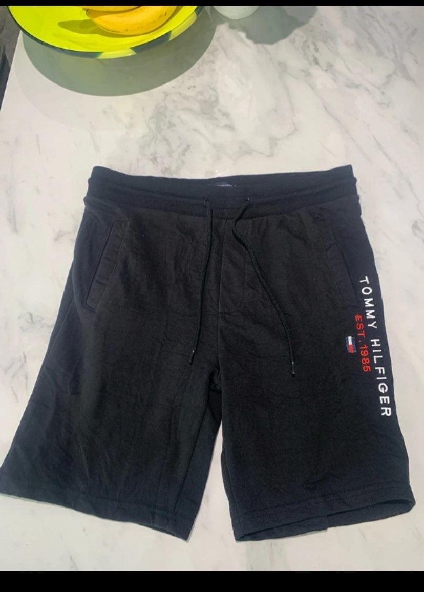 Tommy Hilfiger Black Sweat Shorts - Size Small - EST.1985 Logo
