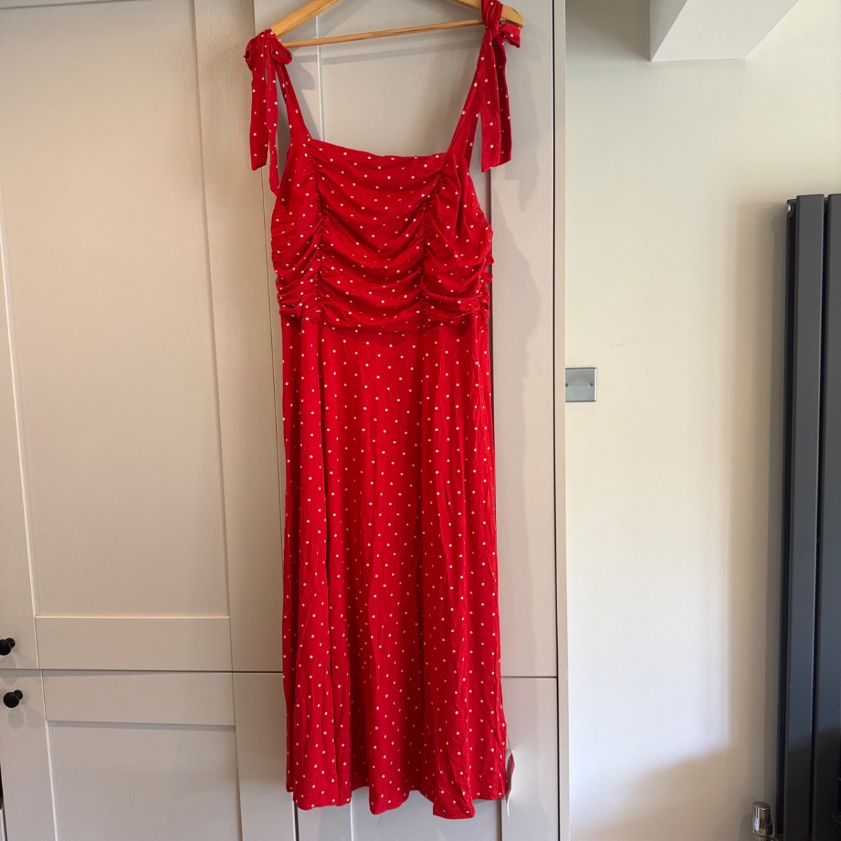 Nobody’s Child Red Polka Dot Hattie Jersey Midi Dress Size 18