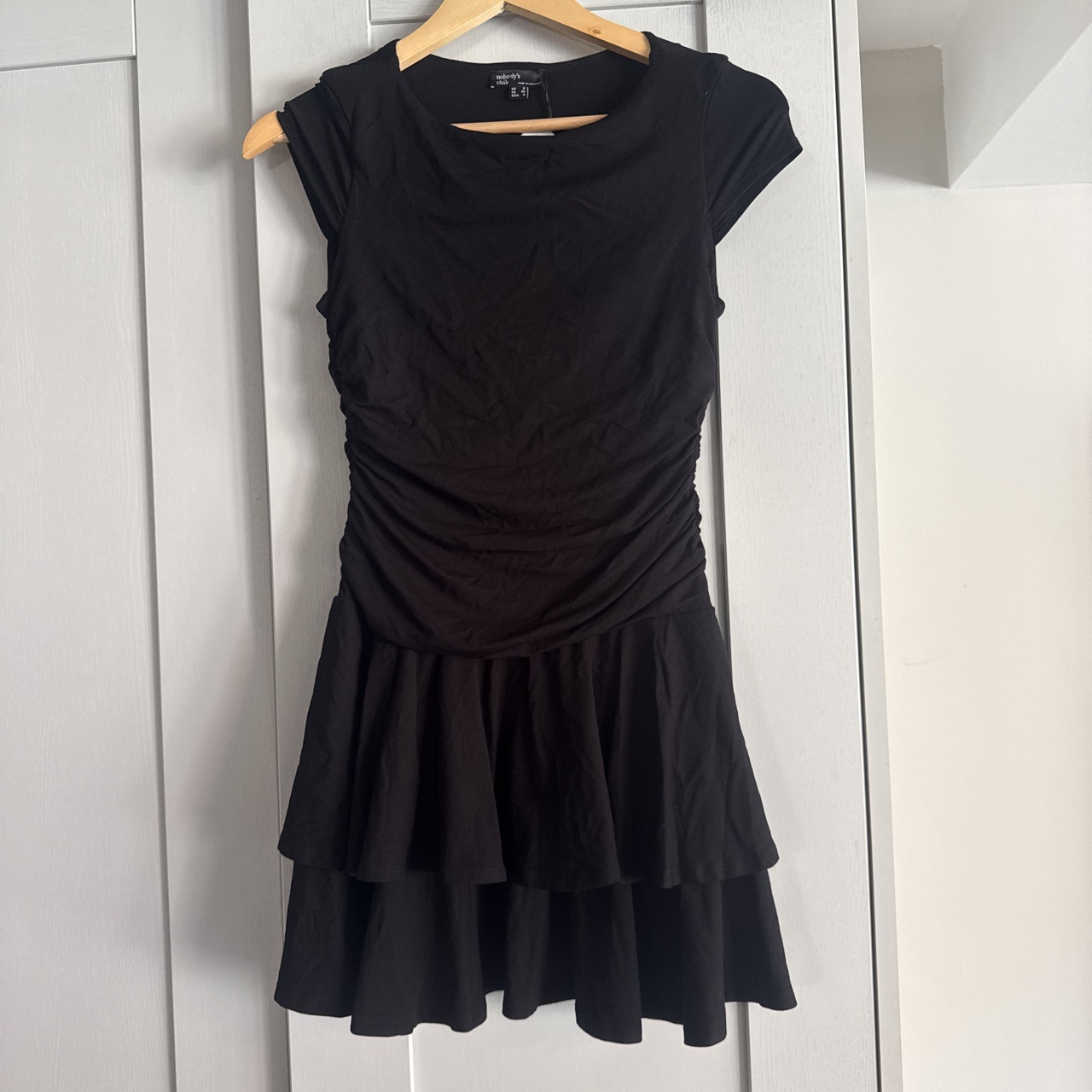 Nobody’s Child Black Drop Waist Jersey Yuki Mini Dress