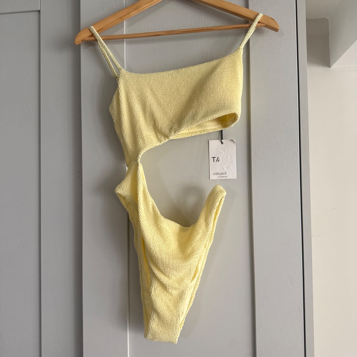 TALA Crinkle Cut Out Swimsuit - Lemon Yellow