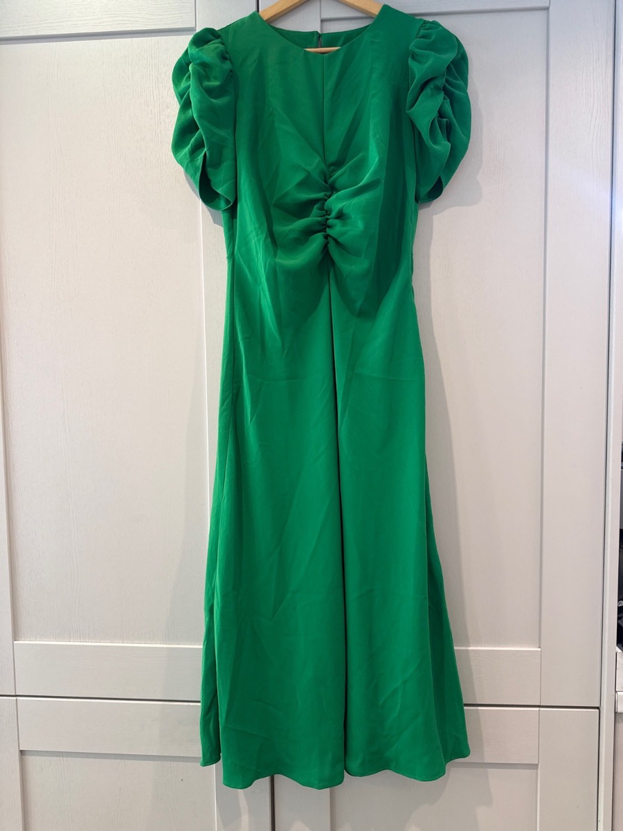 Nobody’s Child Green Ruched Naomi Midi Dress