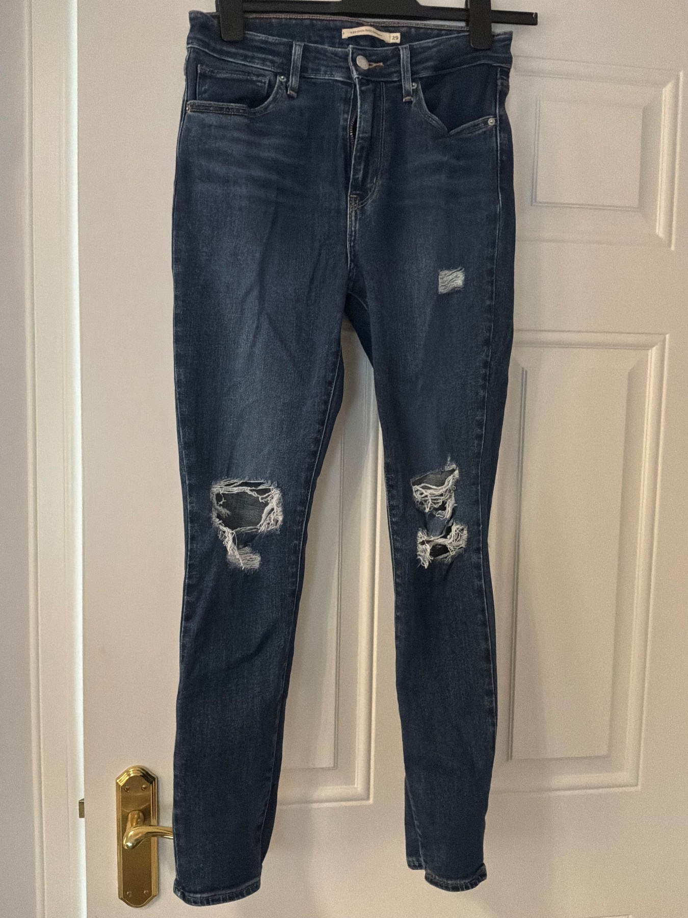 Levi’s 721 High Rise Skinny Jeans W29 Blue Distressed Ripped Y2k