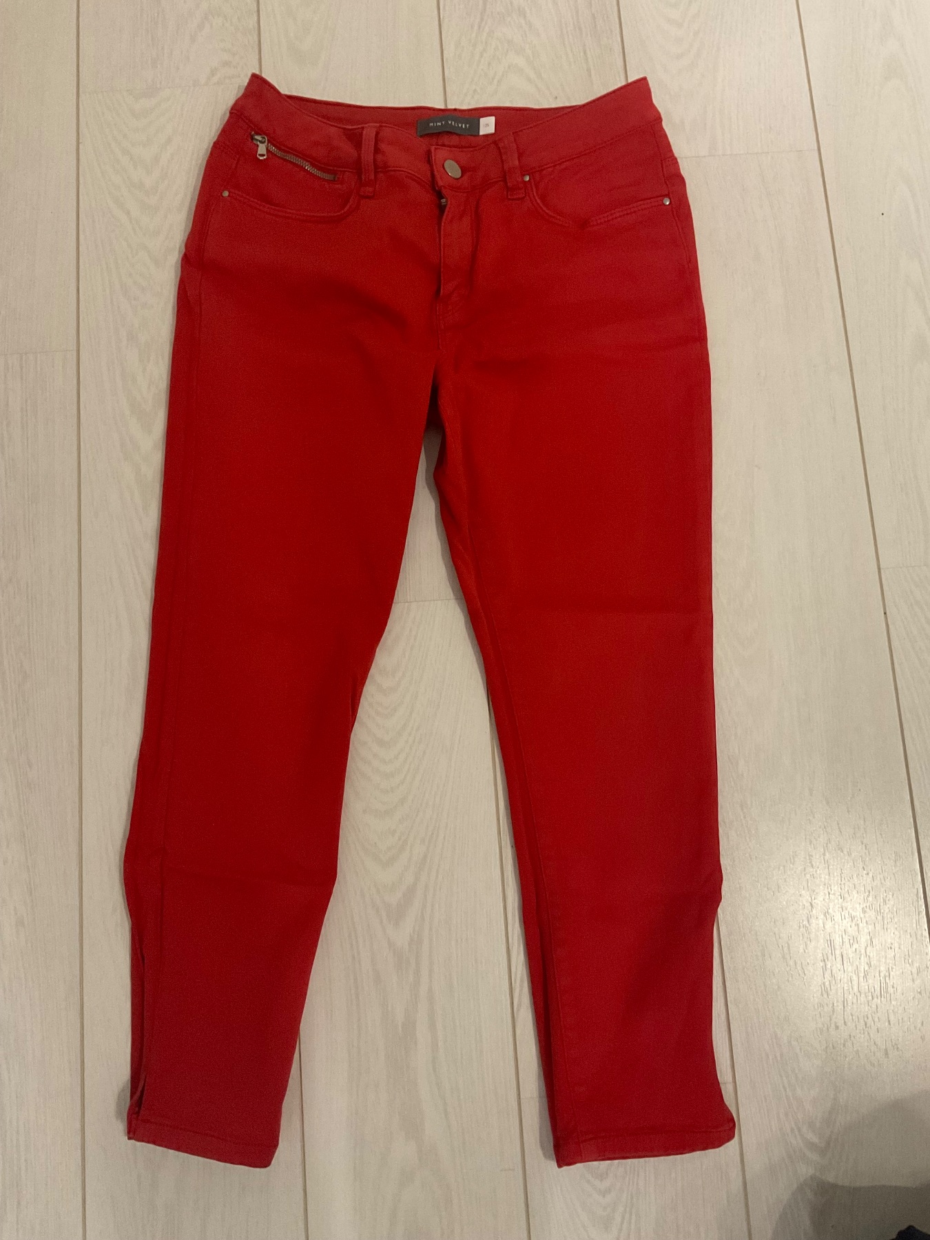 🧡 Mint Velvet cropped skinny jeans, coral red, size 12 short RRP £89