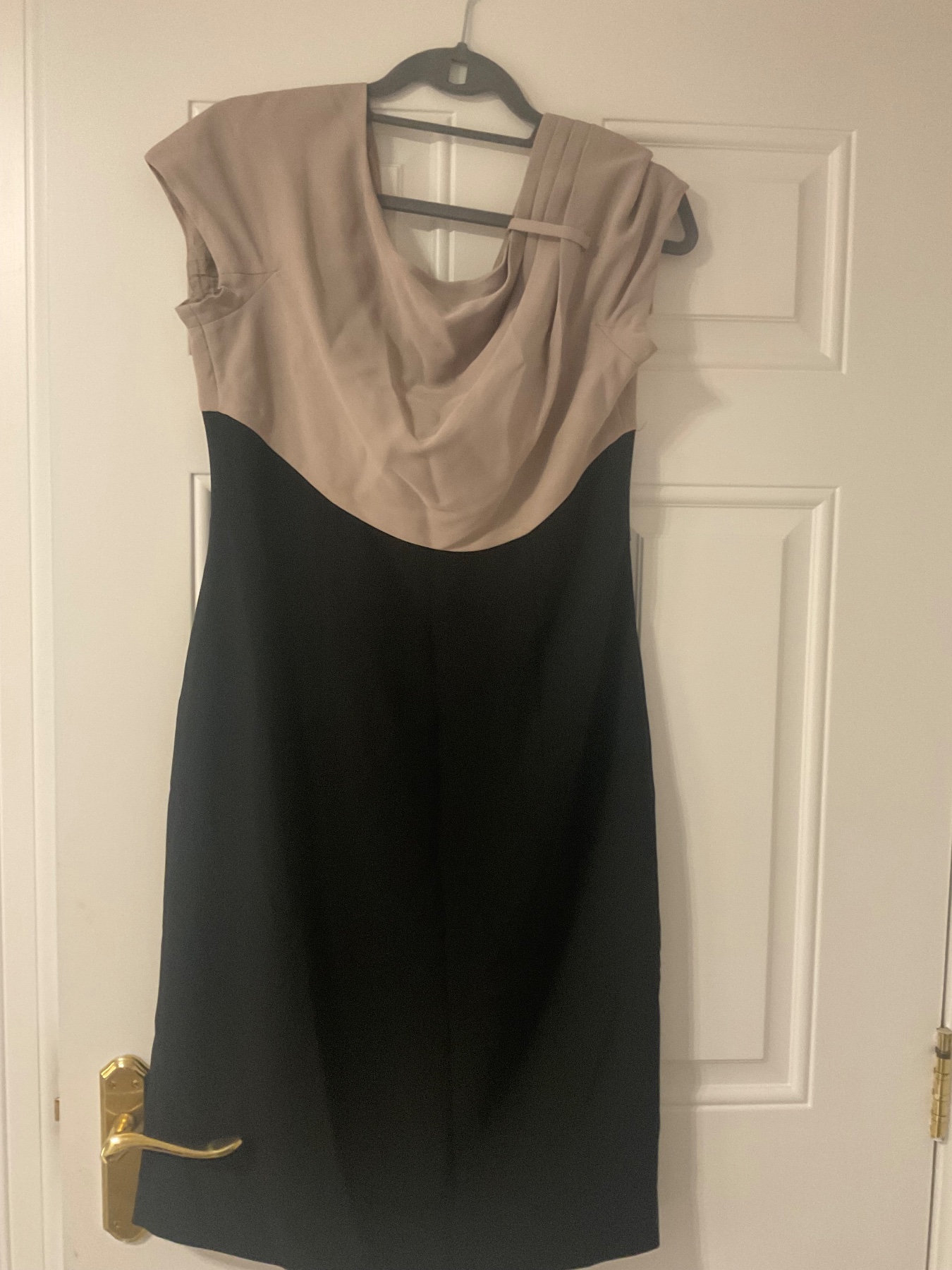 🤎 Hobbs Invitation colour block dress, taupe/black, size 12 RRP £125