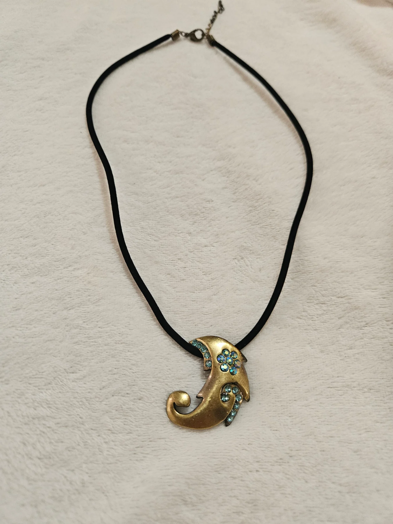 Brass tone moon crescent necklace